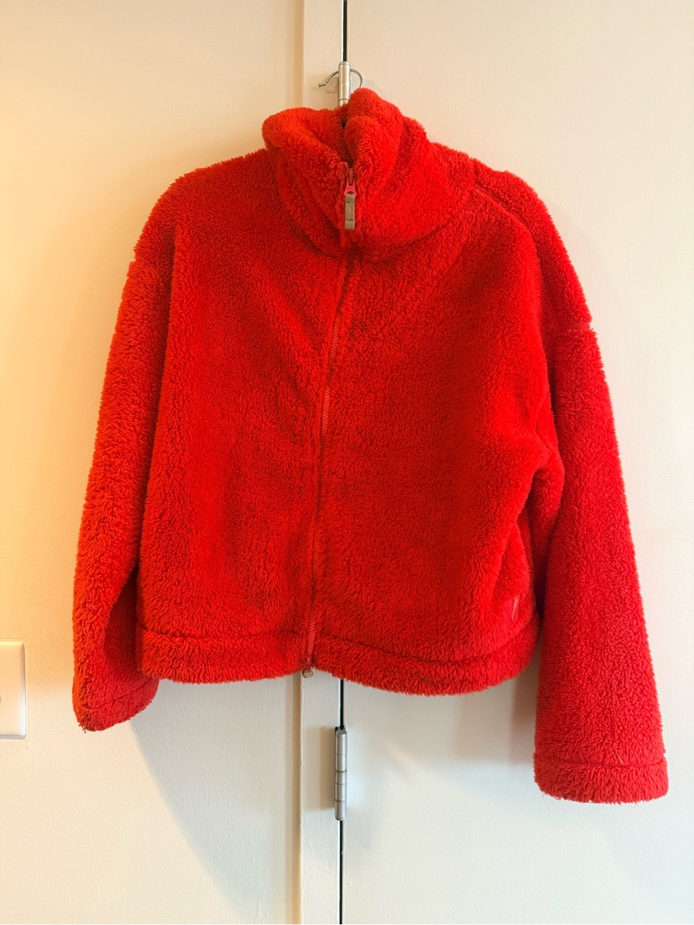 FP Movement by Free People Red Sherpa Zip-Up Fleece Funnel Neck Jacket